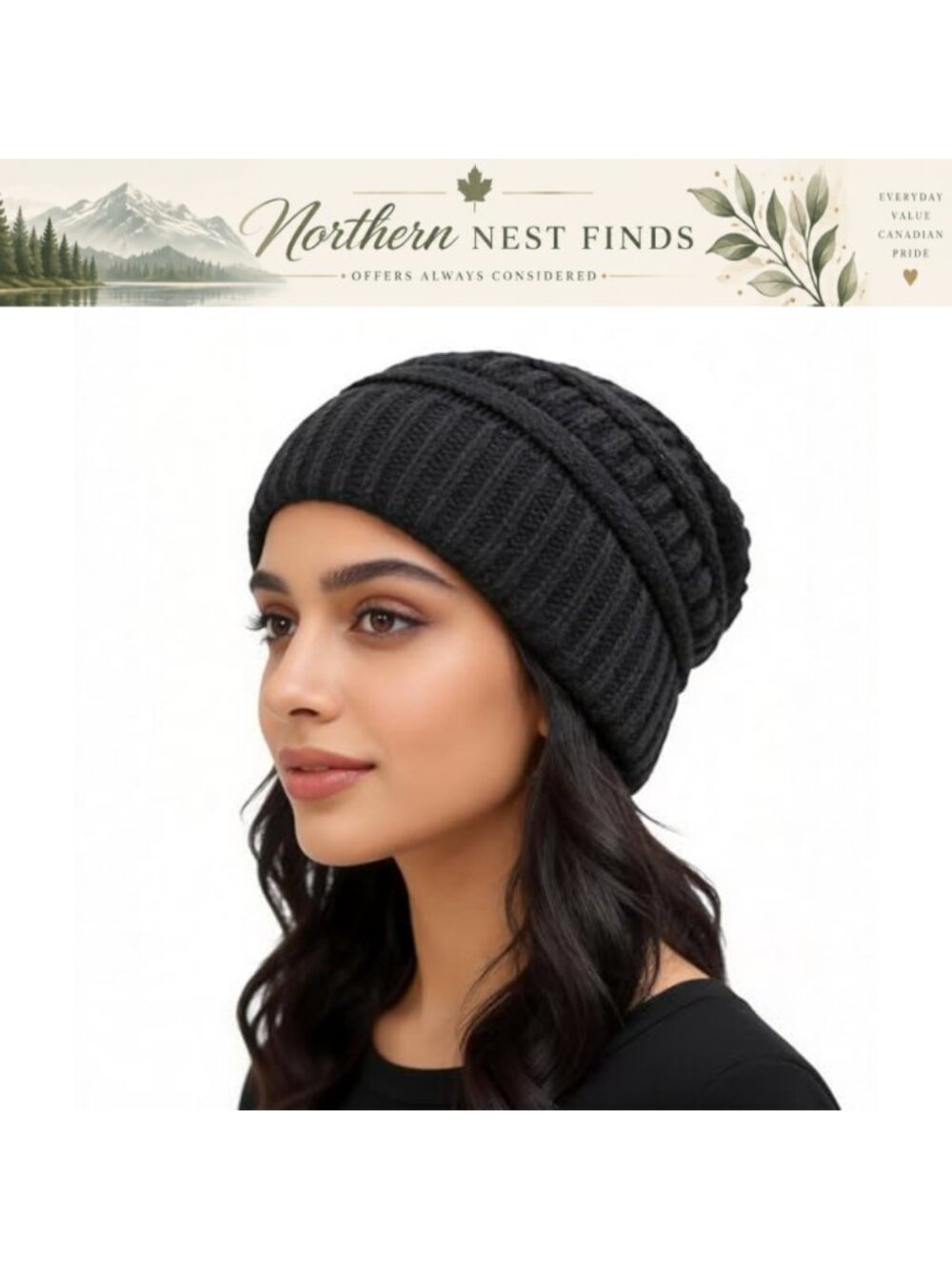 Satin Lined Knit Beanie Warm Winter Skull Cap Ski Outdoor